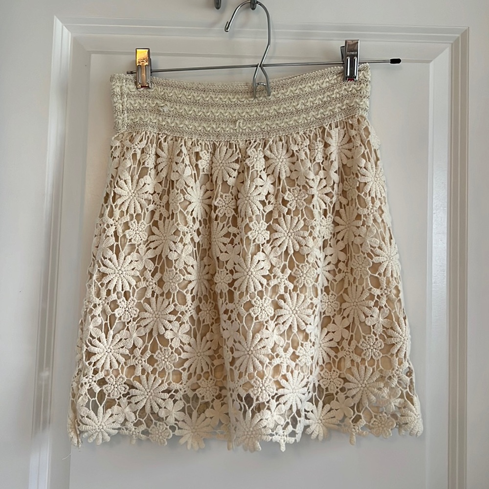 Floral Print Cream Skirt